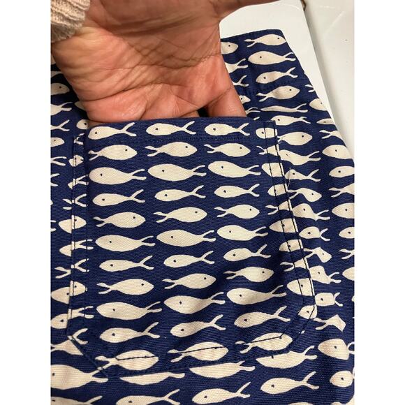 Garnet Hill Skirt 10 Navy Blue Fish Print Zip Woven *please read* - Picture 4 of 10